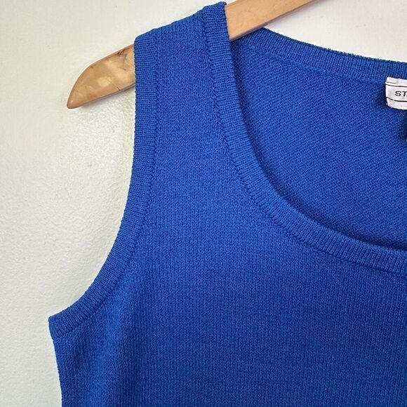 St. John Sport Vintage Women’s Santana Knit Scoop Neck Cobalt Blue Shell Tank To - Picture 4 of 7